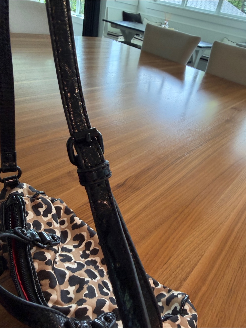 Juicy couture Leopard Print Crossbody Bag with Polka Dot Bow - Black/Tan - Picture 8 of 9
